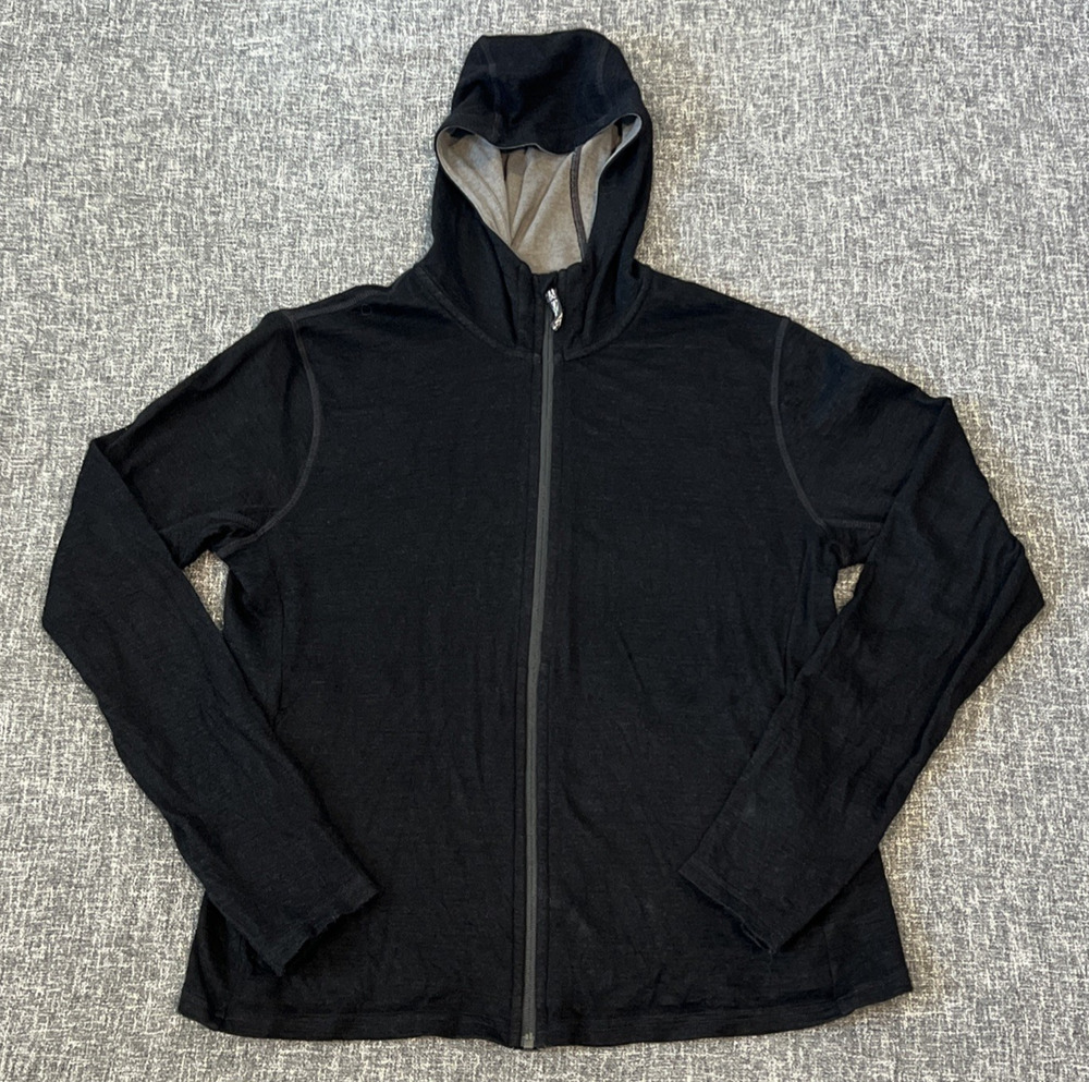 Paka Breathe Full Zip Hoodie Womens XL Black Baby Alpaca Tencel Thumbholes Peru